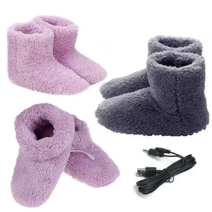 WarmEase USB Heated Slippers – Plush Winter Comfort with Adjustable Warmth
