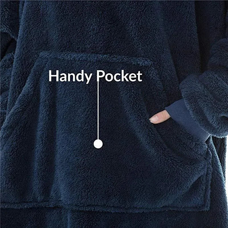 Oversized Fleece Loungedeken met Capuchon - Dubbelzijdig Zachte Huisdeken