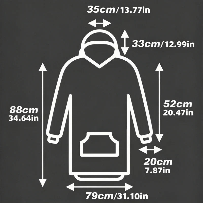 Omkeerbare Fleece Loungewear Hoodie Deken met Kangoeroezak - Oversized Huisplunje