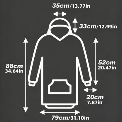 Omkeerbare Fleece Loungewear Hoodie Deken met Kangoeroezak - Oversized Huisplunje