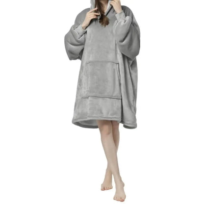 Omkeerbare Fleece Loungewear Hoodie Deken met Kangoeroezak - Oversized Huisplunje