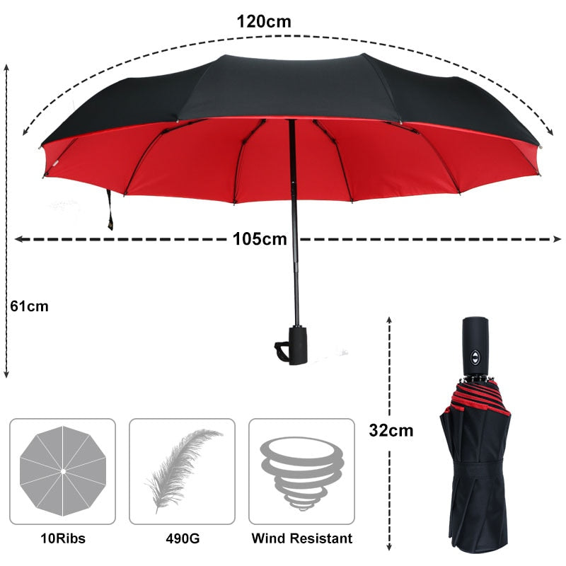 StormShield Automatische Paraplu – Windbestendige Stormparaplu met Omgekeerd Sluitmechanisme