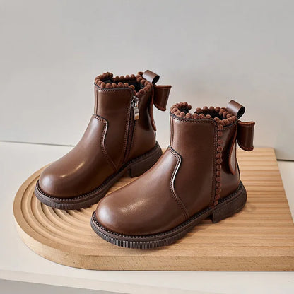 LeerLief Meisjes Enkellaars – Comfortabele PU Leren Laars met Antislip Zool en Zijrits