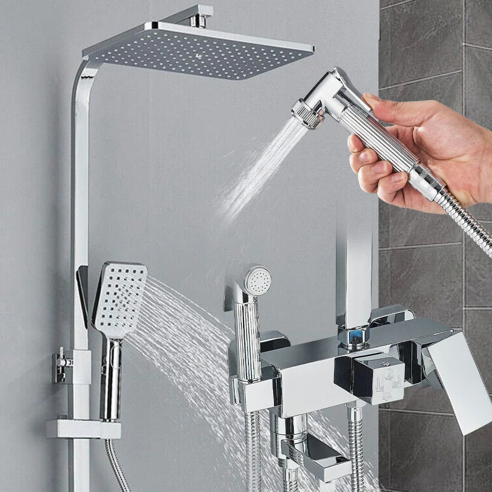 RainFlow Luxe regendouche set – verstelbare messing douchekraan met 4 functies