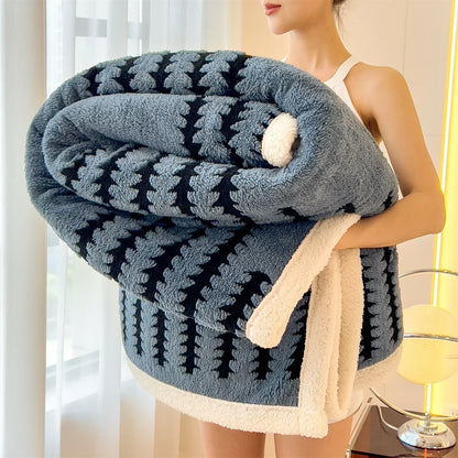Scandinavische Dubbelzijdige Fleece Warmtedeken met Geometrisch Patroon