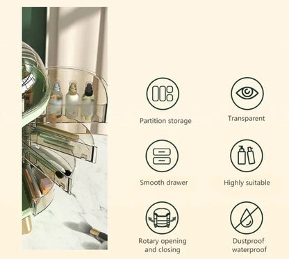Luxe Transparante Make-up Organizer met Draaideuren en Lades