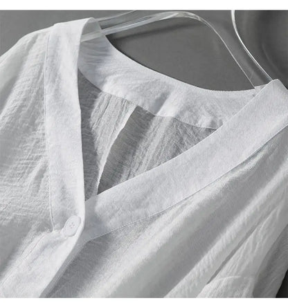 LunaLinnen Blouse Met Pofmouwen