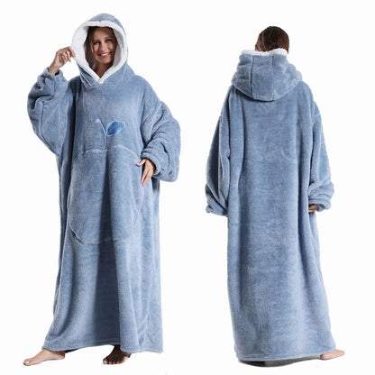 Oversized Sherpa Fleece Loungewear Hoodie - Dubbelzijdig Draagbare Deken met Capuchon
