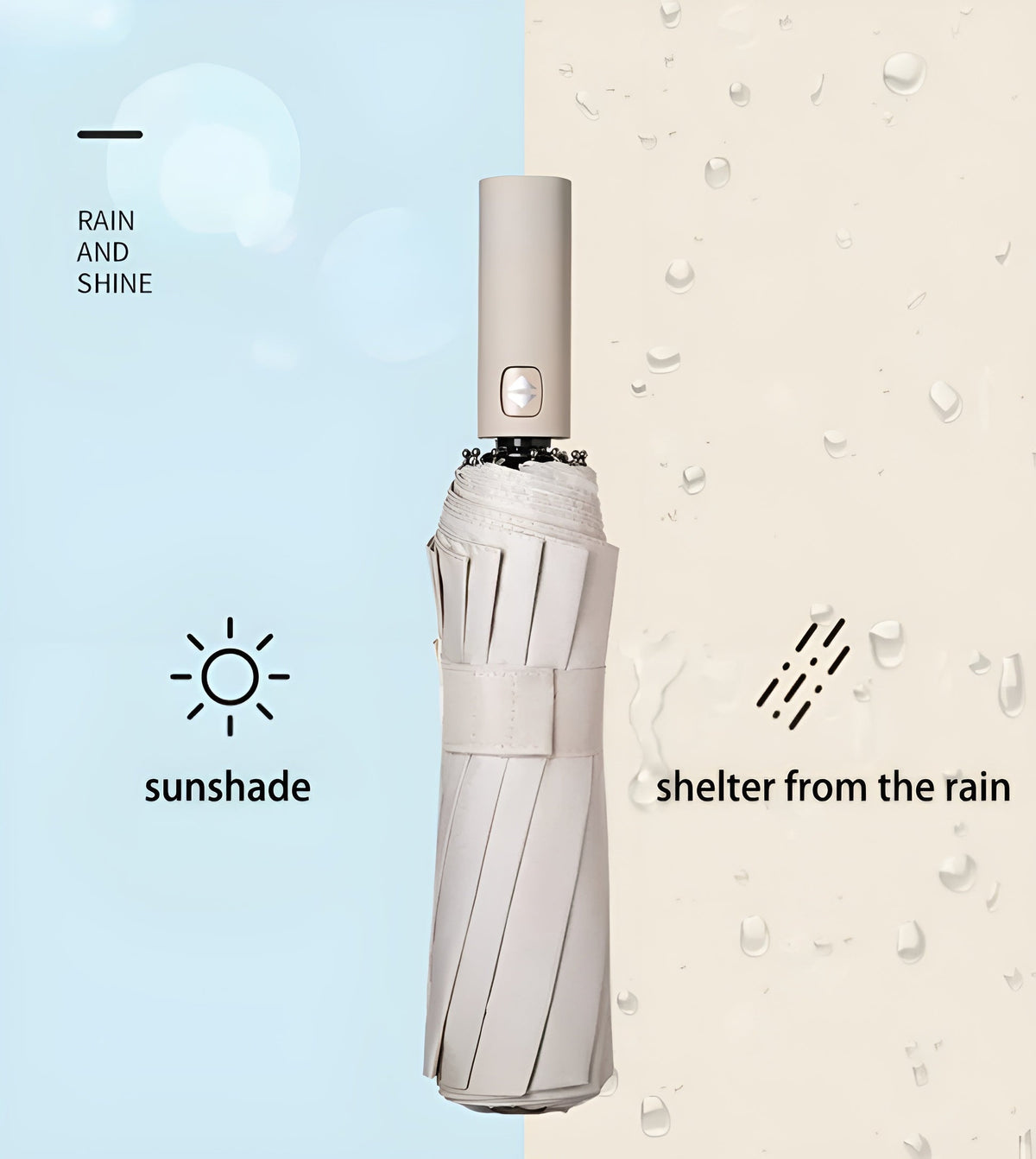 Automatische paraplu – UV-bescherming SPF 50+, Compact & Windbestendig