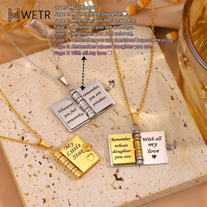 Herinnering Boekhanger Ketting – Symbolisch Sieraad met Liefdevolle Boodschap