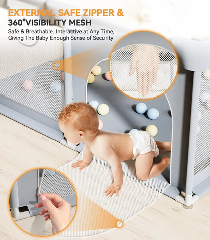 Grote Baby- en Peuterspeelpen – Veilige Opvouwbare Speelruimte voor Binnen en Buiten
