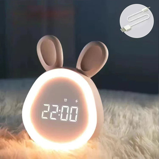 WakkerKonijn – Kinderwekker met LED-nachtlampje en speels konijnendesign