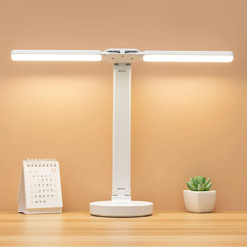 Verstelbare LED-bureaulamp met telefoonhouder - Oplaadbaar en dimbaar