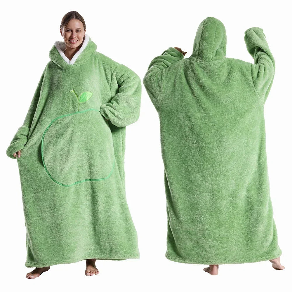 Oversized Sherpa Fleece Loungewear Hoodie - Dubbelzijdig Draagbare Deken met Capuchon