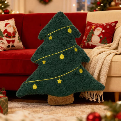 Feestelijke Kerstboom Knuffelkussen - Zachte Lendensteun voor Bank en Stoel