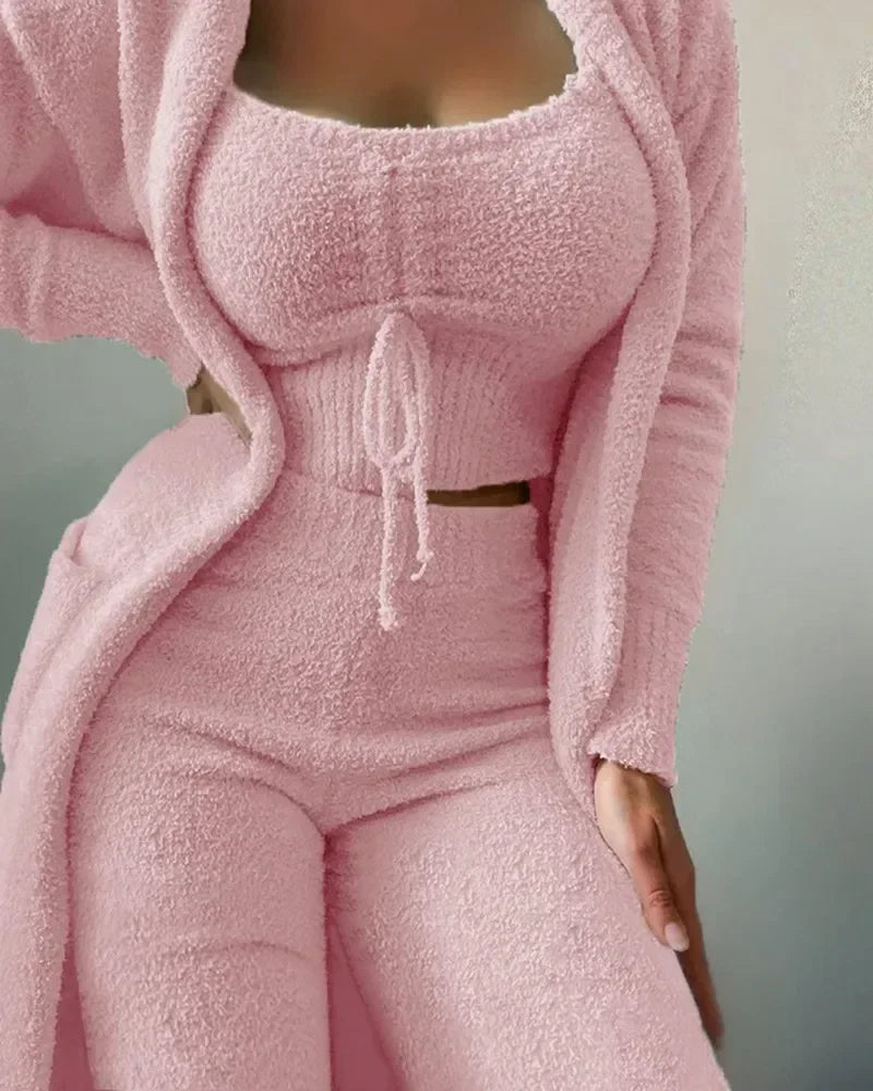 Dames Fleece Loungewear Set 3-Delig Warm en Comfortabel