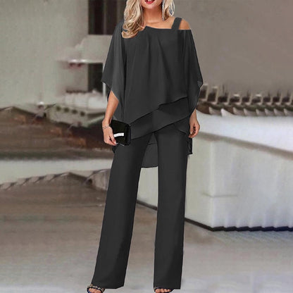 Elegante Dames Jumpsuit – Cold-Shoulder Overall met Lange Broekspijpen