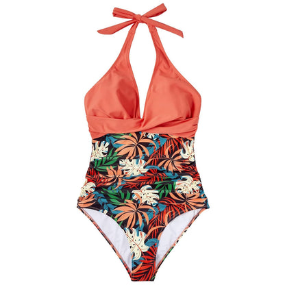 Zomerse Hoogglans Bikini Set met Hoge Taille en Push-up Top