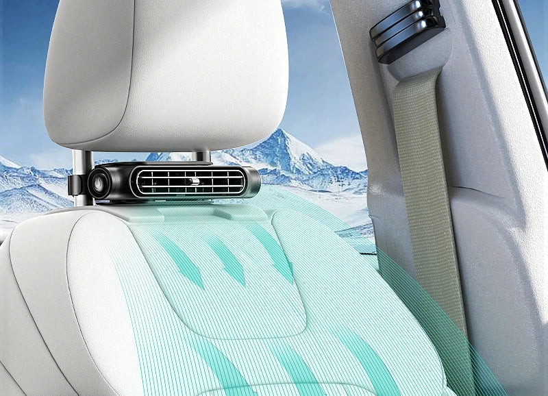 Zara Auto Hoofdsteun Ventilator – USB Compact Ventilatiesysteem voor Achterbank met 3 Snelheden