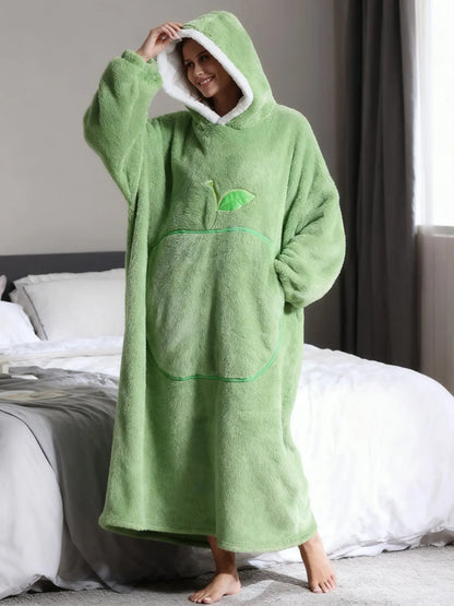 Oversized Sherpa Fleece Loungewear Hoodie - Dubbelzijdig Draagbare Deken met Capuchon