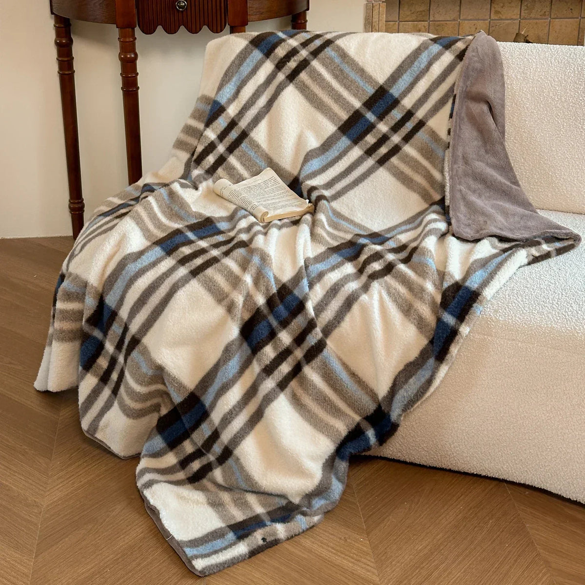 Omkeerbare Geruite Plaid met Kasjmierlook - Zachte Polyester Deken voor Bank, Bed en Reizen