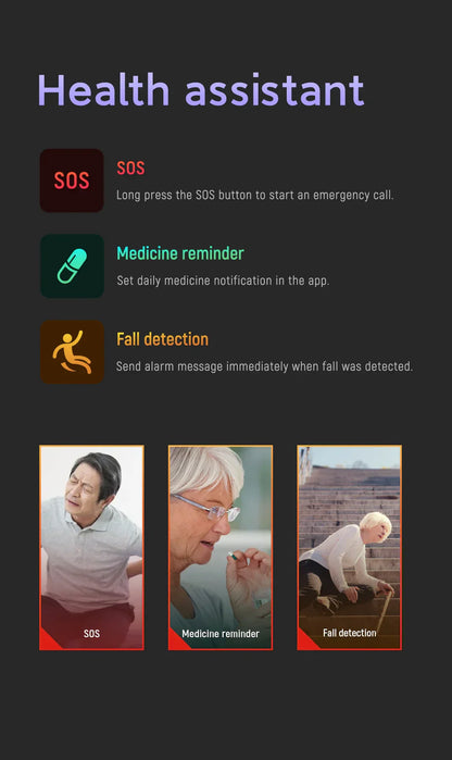 Senior VeiligheidsHorloge met Valdetectie en GPS – Slimme Zorg Smartwatch