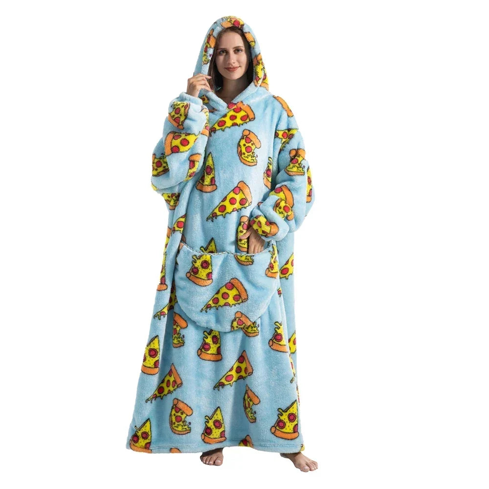 Sherpa Fleece Loungedeken met Mouwen en Capuchon 140cm - Oversized Draagbare Huisdeken