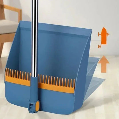 Compacte Veegbezem- en Veegschopset met Haarverwijdering en Opvouwbare Schop