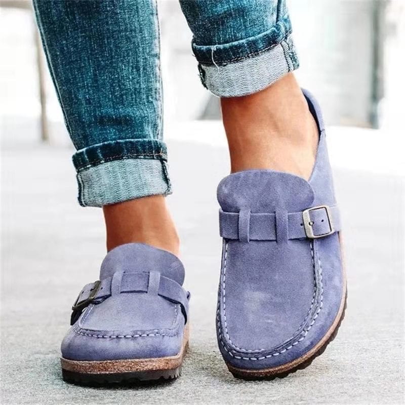 Retro instap sandalen van suede met orthopedisch comfort - Solenza