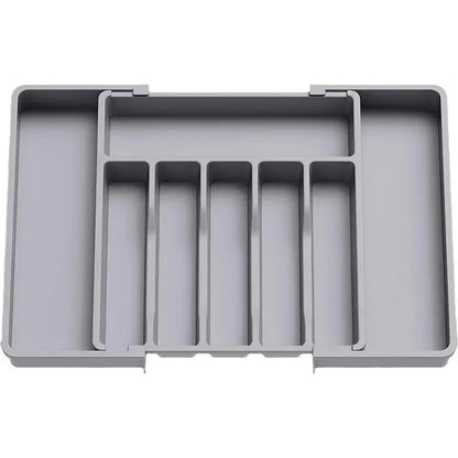 Uitschuifbare bestekorganizer met verstelbare vakken | 38×35 cm | PP-kunststof