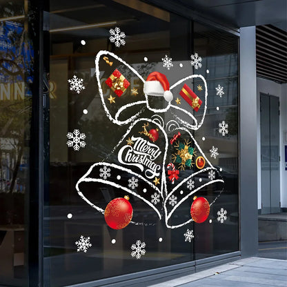 WinterBel Kerst Raamstickers – Herbruikbare PVC Raamdecoratie met Feestelijk Belontwerp