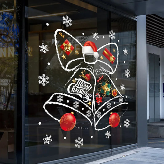 WinterBel Kerst Raamstickers – Herbruikbare PVC Raamdecoratie met Feestelijk Belontwerp