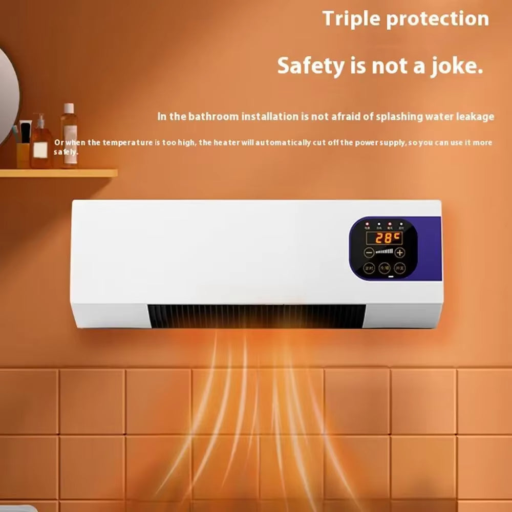 KlimaFlow Wandventilator met Keramische Verwarming en Afstandsbediening