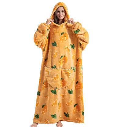 Sherpa Fleece Loungedeken met Mouwen en Capuchon 140cm - Oversized Draagbare Huisdeken