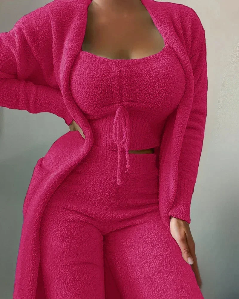 Dames Fleece Loungewear Set 3-Delig Warm en Comfortabel