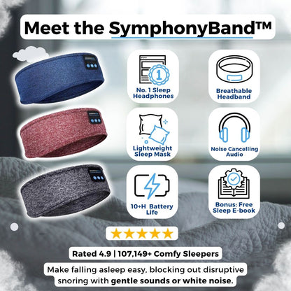SymphonyBand Slaapband met Draadloze Koptelefoon – Comfortabel Slapen & Ontspannen
