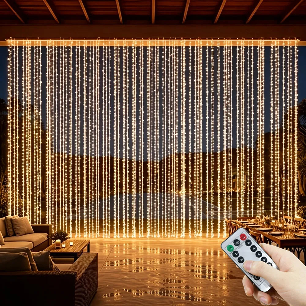 Flexibel LED-lichtgordijn met USB-voeding – 8 modi, warm wit, roze en blauw