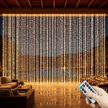 Flexibel LED-lichtgordijn met USB-voeding – 8 modi, warm wit, roze en blauw