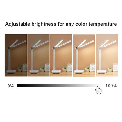Verstelbare LED-bureaulamp met telefoonhouder - Oplaadbaar en dimbaar