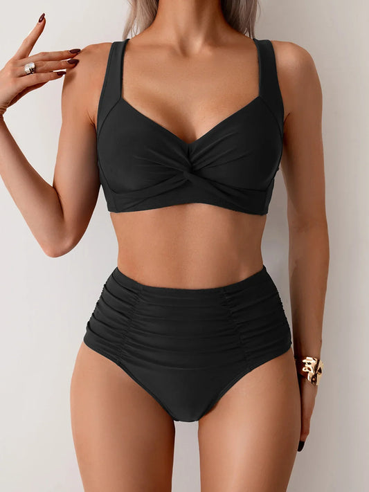 Gerimpelde Bandeau Bikini met Elastische Pasvorm