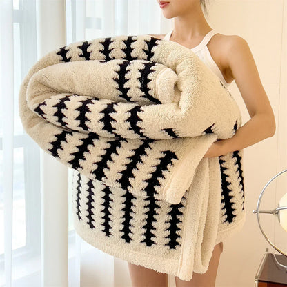 Scandinavische Dubbelzijdige Fleece Warmtedeken met Geometrisch Patroon