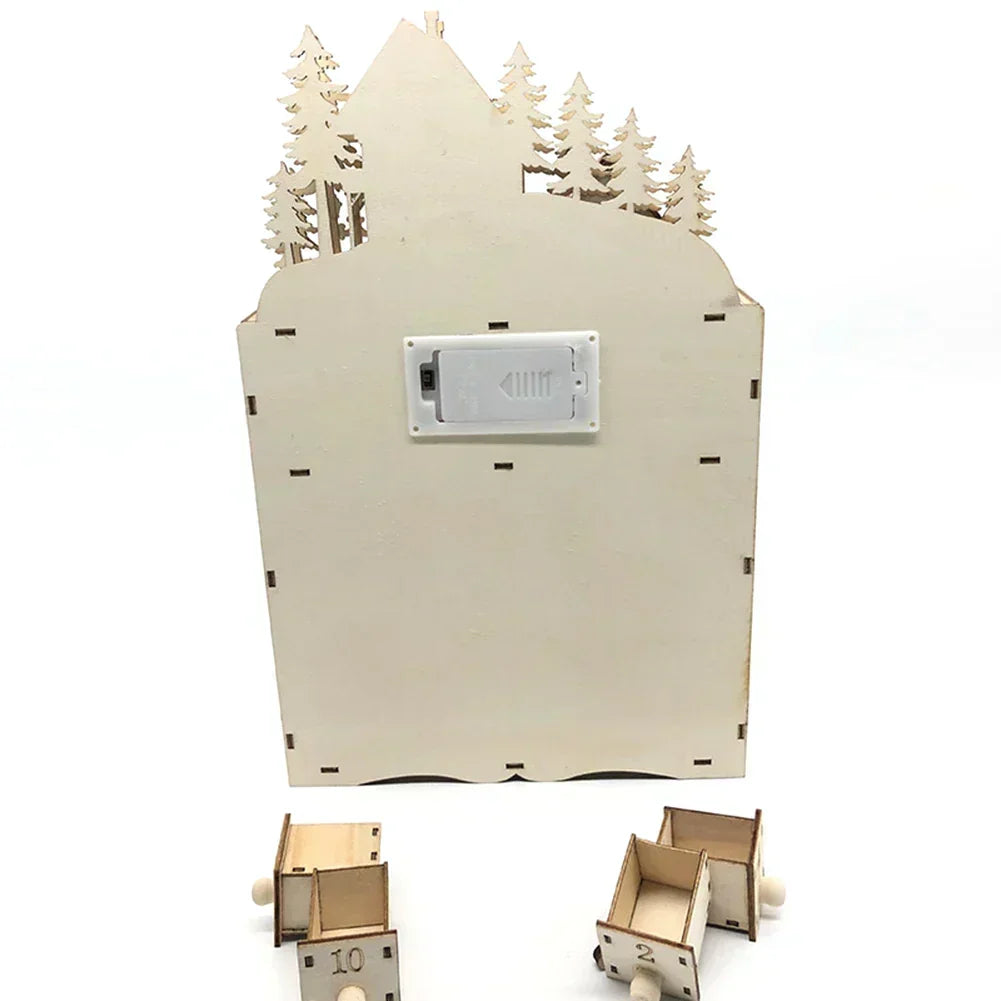 Houten Rendiersdorp Adventskalender met 24 Laden
