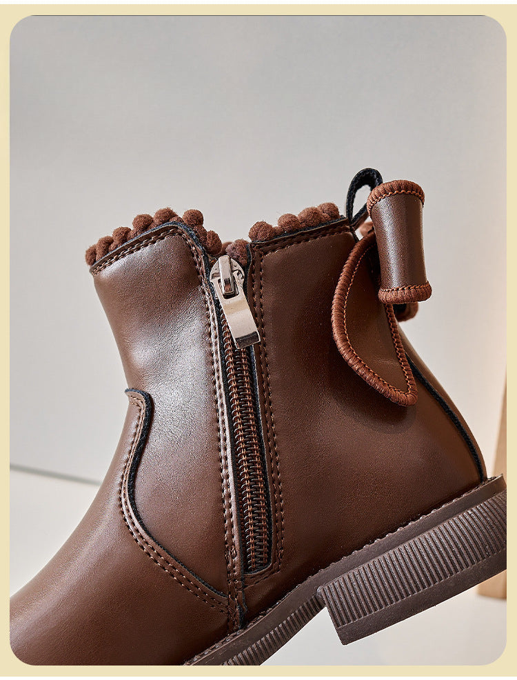 LeerLief Meisjes Enkellaars – Comfortabele PU Leren Laars met Antislip Zool en Zijrits