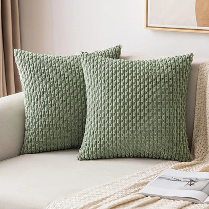 Boho Ribfluweel Kussenhoes – Stijlvolle Gestreepte Sierkussenhoes voor Bank of Bed