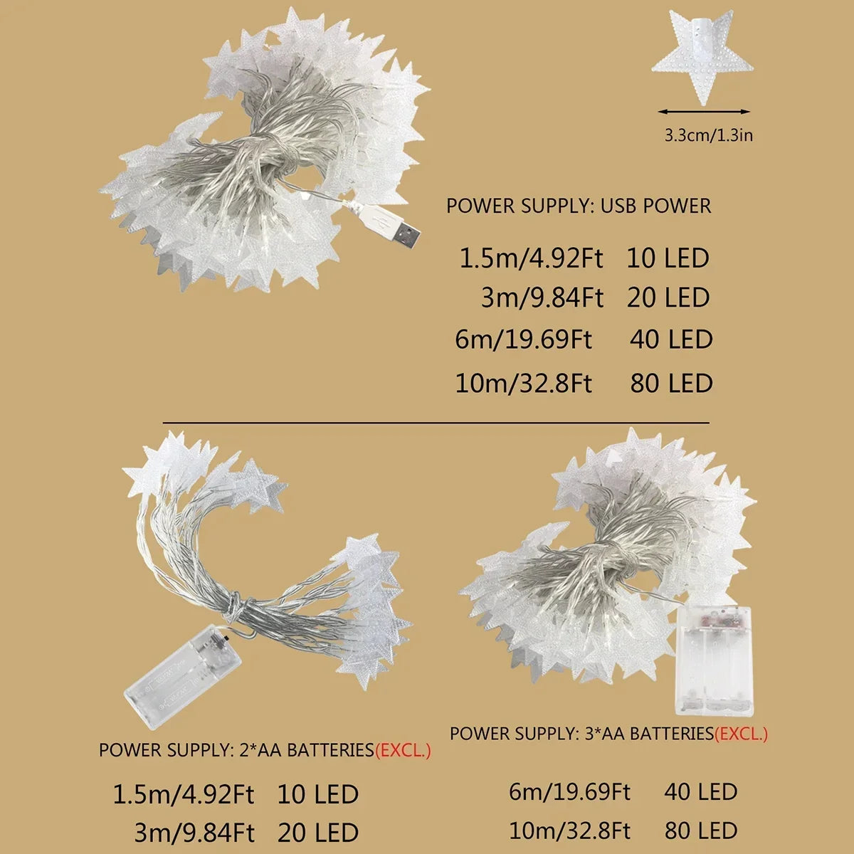 Sterren LED Lichtslinger - Sfeerverlichting voor Tuin, Terras & Binnen
