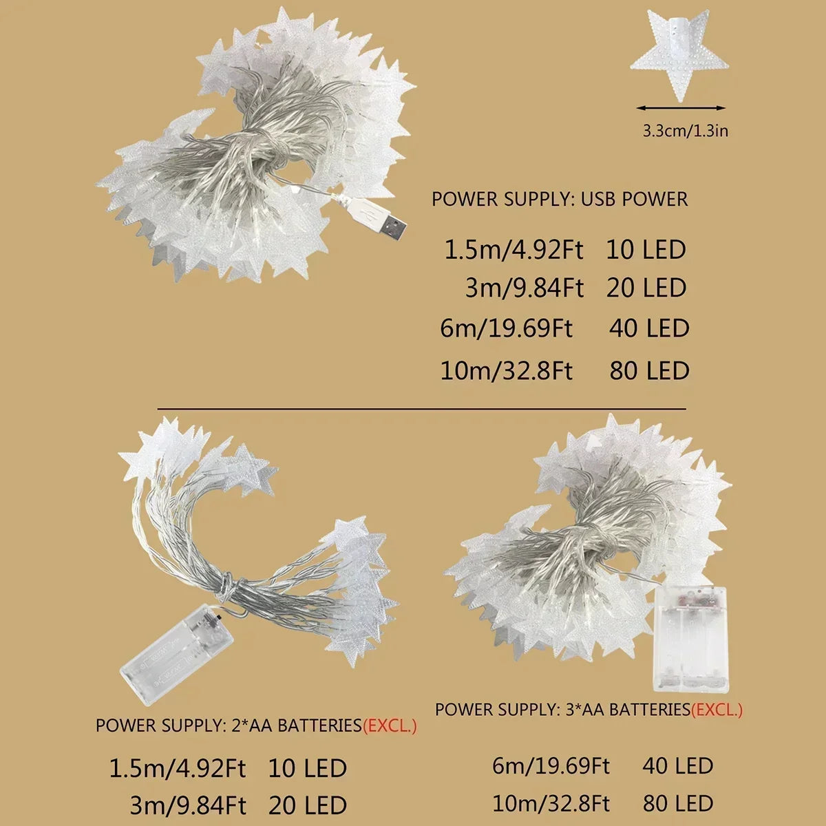 Twinkelende Sterren Lichtslinger – LED Decoratieve Verlichting voor Binnen en Buiten