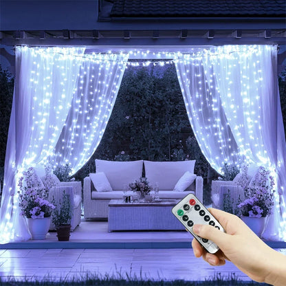 Flexibel LED-lichtgordijn met USB-voeding – 8 modi, warm wit, roze en blauw