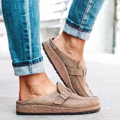 Retro instap sandalen van suede met orthopedisch comfort - Solenza
