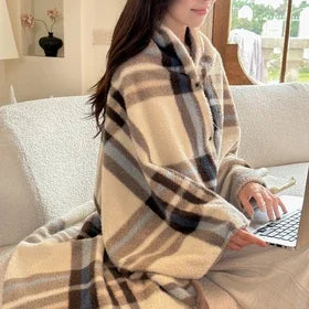 Omkeerbare Geruite Plaid met Kasjmierlook - Zachte Polyester Deken voor Bank, Bed en Reizen