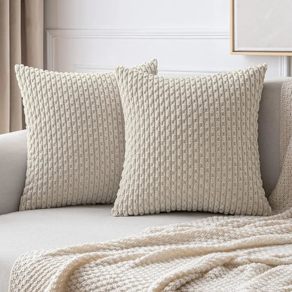 Boho Ribfluweel Kussenhoes – Stijlvolle Gestreepte Sierkussenhoes voor Bank of Bed